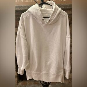 (NWOT) Free People Oversized Graphic Back Hoodie Cream Sweatshirt